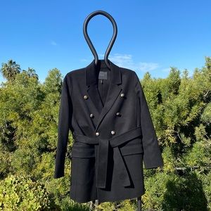 New Black Double-Breasted Jacket with Belt 🖤